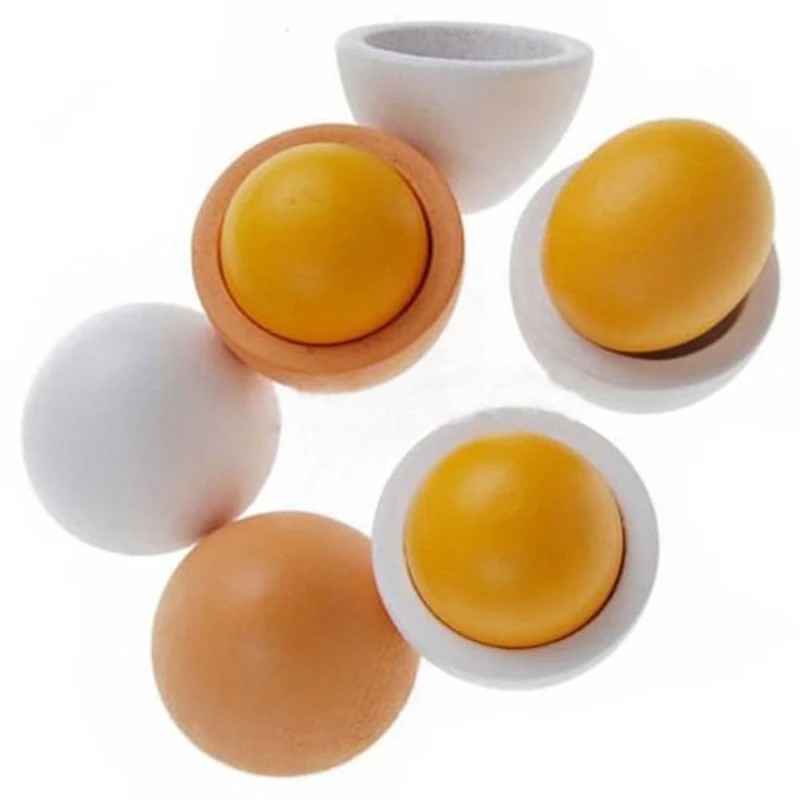 

6pcs Wooden Eggs Yolk Educational Interesting Children Kids Toy L4MC
