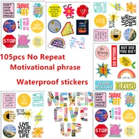 105 pcs pack motivational phrases sticker quotes sentences waterproof for phone laptop office study room graffiti decal
