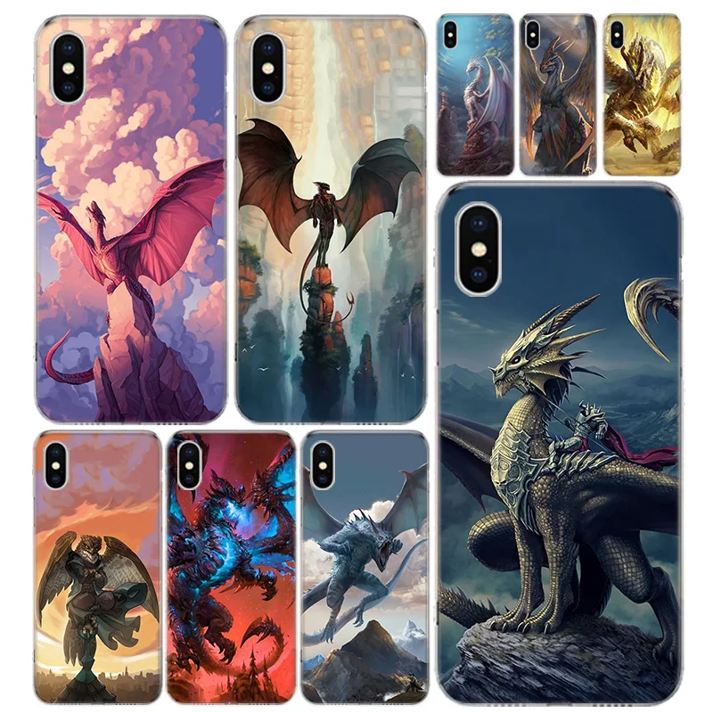 

Fly Dragons Phone Case Cover For iPhone 13 11 Pro 12 Mini 7 8 6 6S Plus + XR X XS MAX SE 5 5S Art Customized Coque Cover