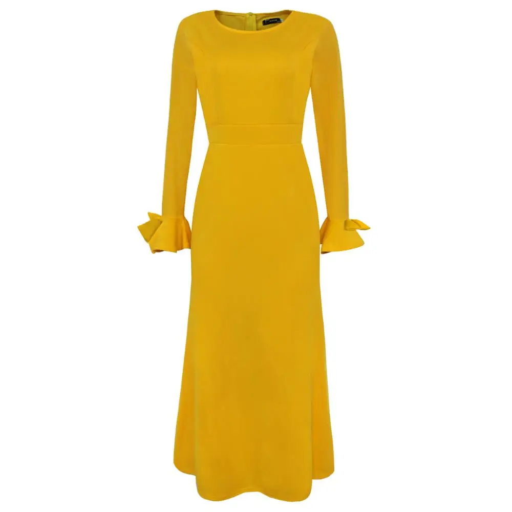 

Women's Vintage O Neck Trumpet Sleeve Slim Sheath Long Dress Ladies Plus Size 5XL Stretch Bodycon Sexy Party Maxi Dresses