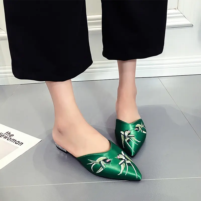 Женские туфли без задника в этническом стиле удобные шлепанцы Женская обувь на