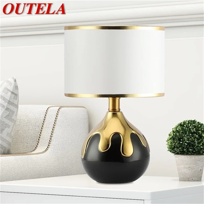 

OUTELA Ceramic Table Lamps Desk Lights Luxury Modern Fabric for Home Office Creative Bedroom Hotel