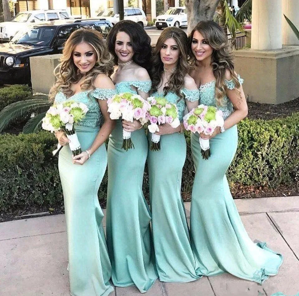 

Off-the-shoulder mermaid lace elastic satin PROM dress new dress decal bridesmaid dress