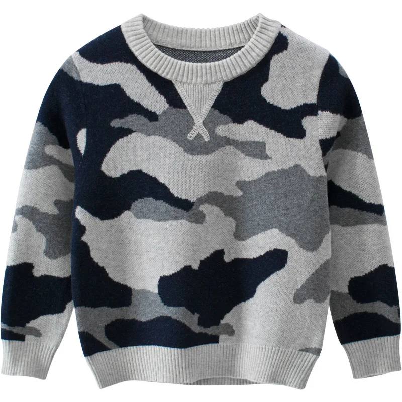 

2020 spring new children's casual sweater camouflage children's top baby clothes boys sweater kids sweaters