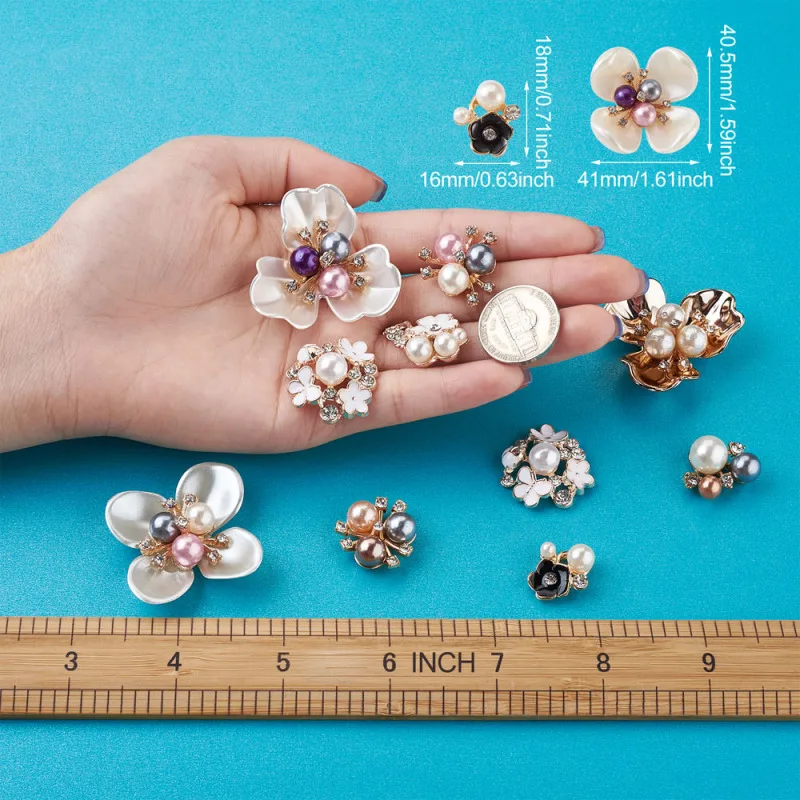 1 Set Flower Shape Crystal Alloy Rhinestone Cabochons For Jewelry Making DIY Earring Hairclip Accessories Finding