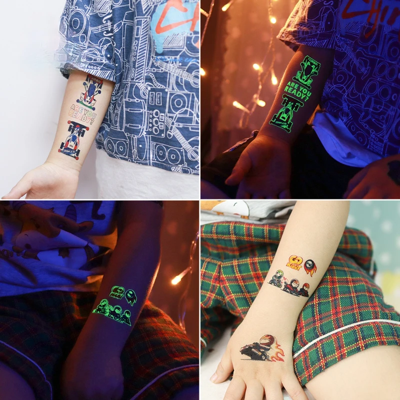 6 шт. Детские Светящиеся Татуировки-наклейки на мотоцикл | Красота и здоровье