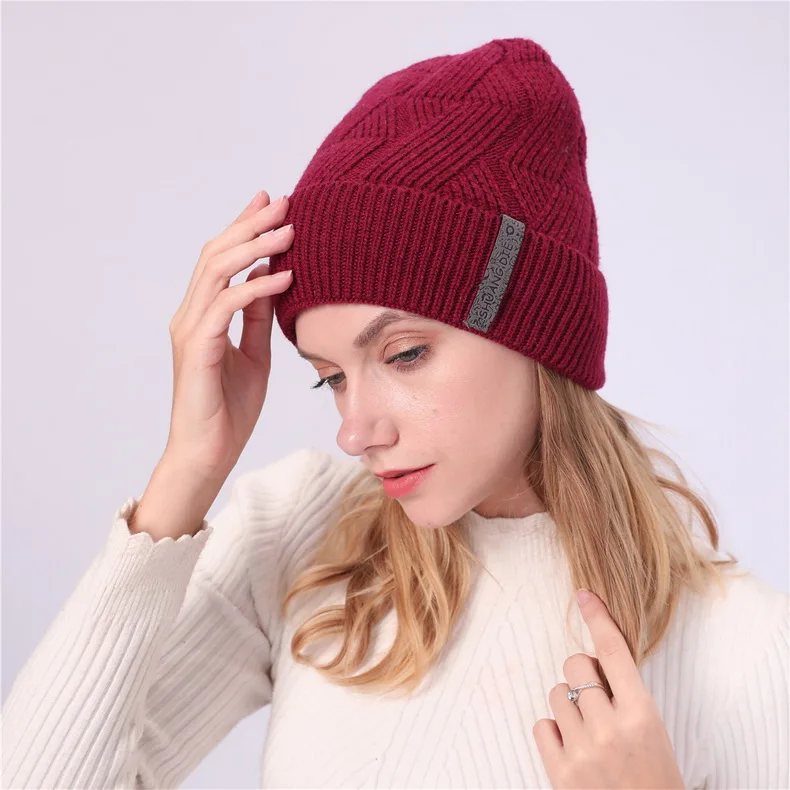 NUZADA брендовые зимние вязанные шапочки Skullies шапочки шапки s мужские женские шерстяные плюс бархатные со стразами шапка с наушниками уличные лыжные теплые шапки