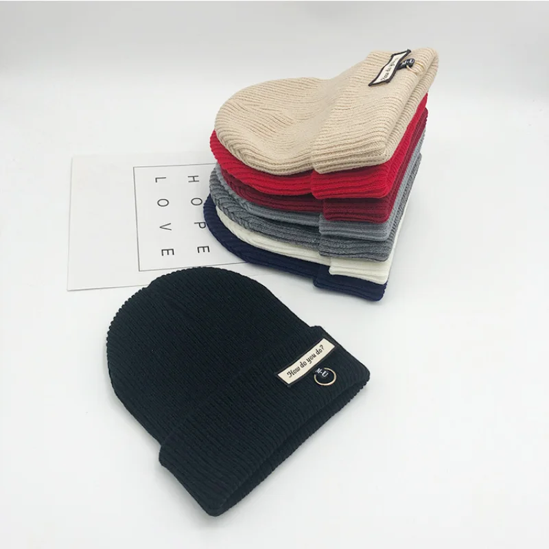 

Winter Hats For Women Solid Color Embroidery Knitted Caps For Men Bonnets Kpop Streetwear Warm Bonnets For Women Skullies Gorro