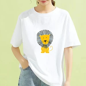 T shirt White Tops Female Tops Cartoon Lion Printed T Shirt Women 90s Graphic T-shirt O-neck Girl Short Sleeve Harajuku