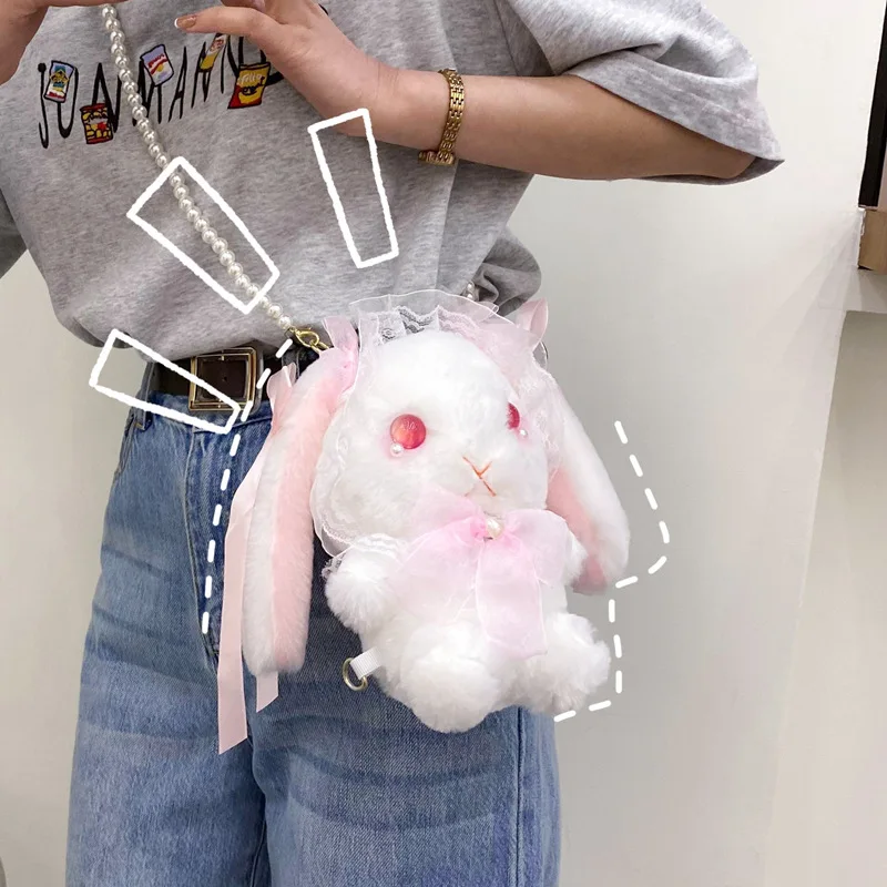 Plush Rabbit Shoulder Bags for Girl Fairy Tale Plush Toys Small Capacity Girl Mobile Phone Bag Baby Coin Purse Matching Pieces