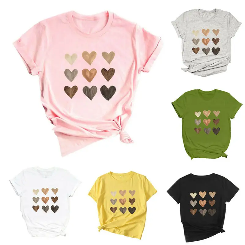 

Women Summer Love Print Short Sleeve Crew Neck Casual Baggy T-Shirt Blouse Tops