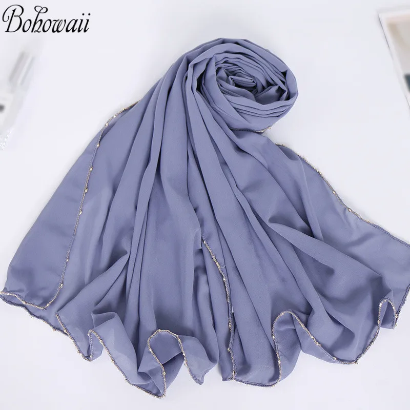 Женский Длинный головной платок BOHOWAII с цепочкой женский Musulman высококачественный