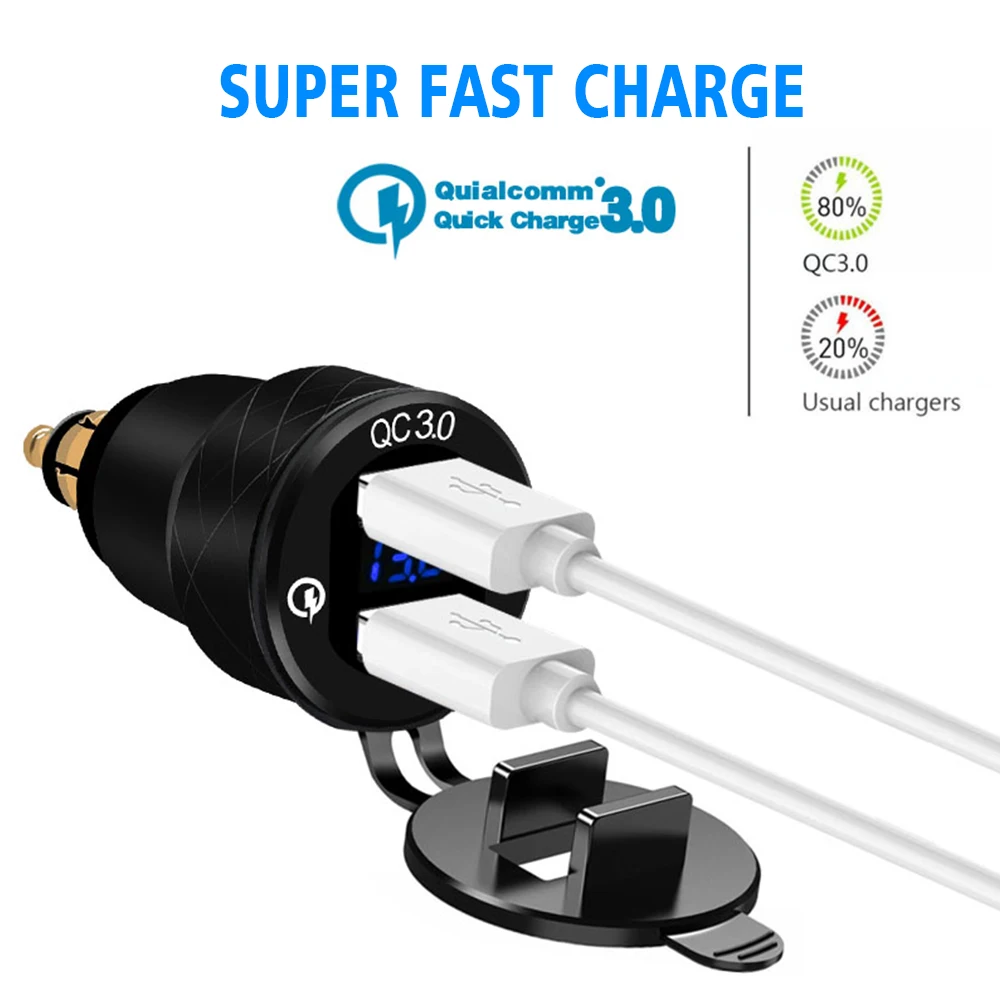 WUPP автомобилем быстрая Зарядное устройство QC3.0 Dual USB Автомобильное зарядное