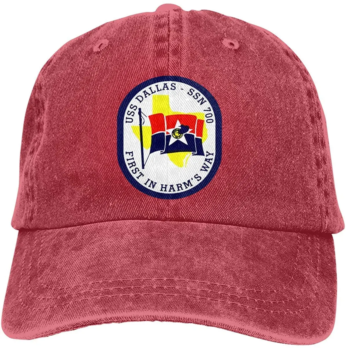 

U-S-S Dal-las SSN-700 Unisex Adjustable Classic Baseball Cap Washed Cowboy Hat Retro Denim Cap