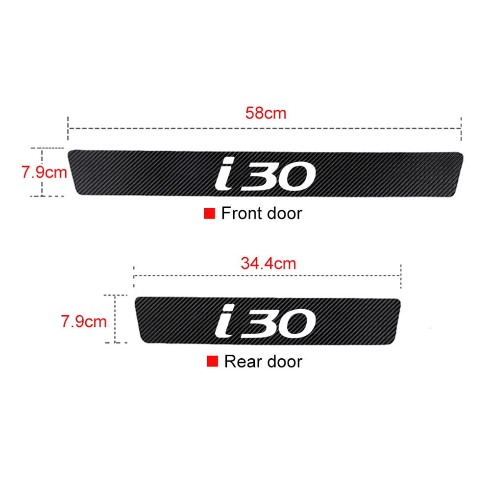 

For Hyundai i10 i20 i30 i40 ix20 ix35 4pcs PU Leather Carbon Fiber Car Door Sill Threshold Bumper Protector Stickers Accessories