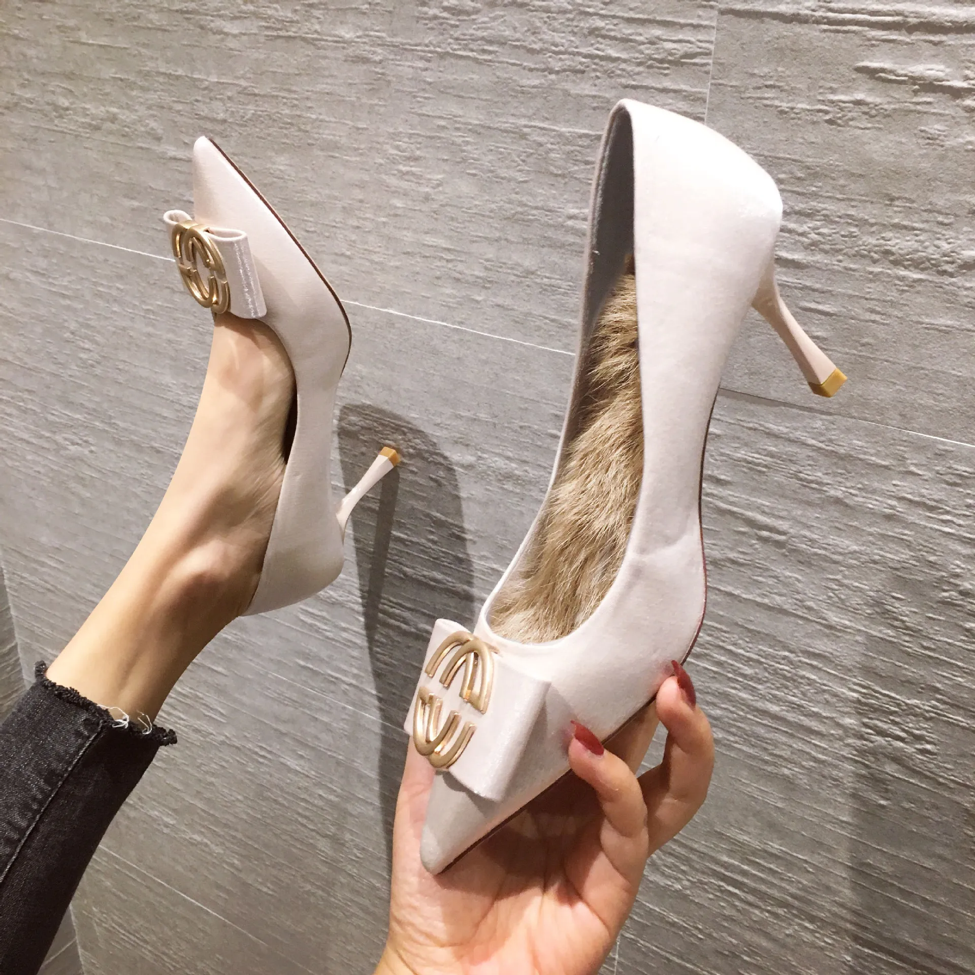 

Pointed Toe High Heel Women Stiletto Shallow Mouth Non-slip Work Shoes