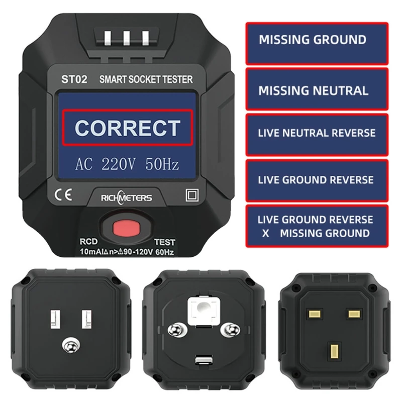 

K1KA Socket Outlet Tester Circuit Detector Wall Plug Breaker Smart Voltage Finder