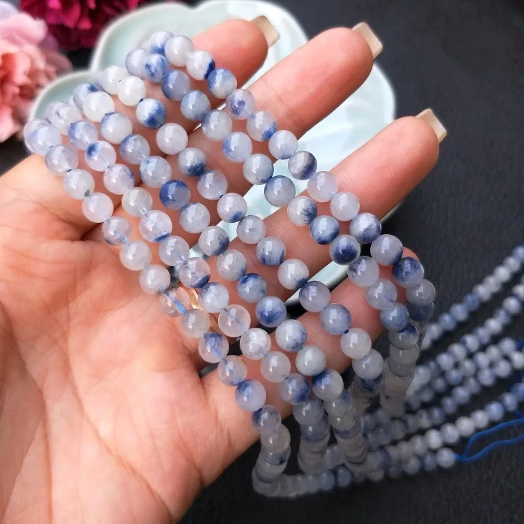 

blue hair crystal round 6mm 15inch for DIY jewelry making loose beads FPPJ wholesale beads nature gemstone