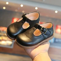 2021new black childrens leather shoes kids princess shoes soft bottom leisure single shoes for school chaussure fille 1 6t