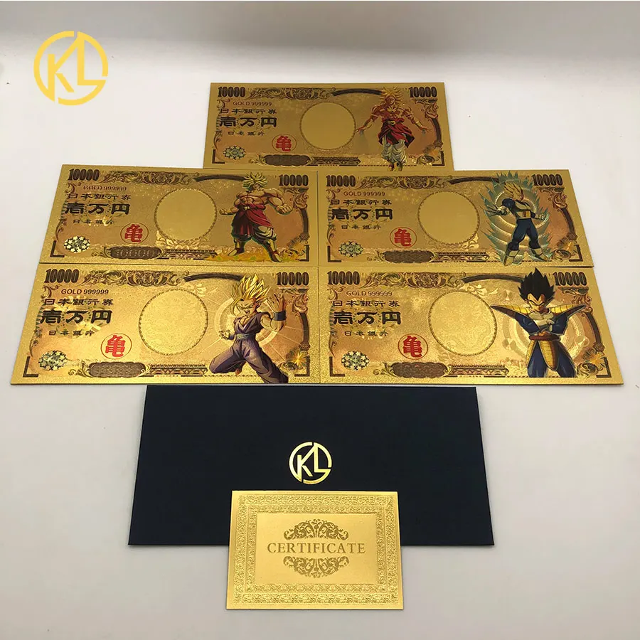 Япония dragon ball z мастер Roshi черепаха Фея 10000 иен золото пластиковые банкноты для детей хороший подарок коллекция - Цвет: Коричневый