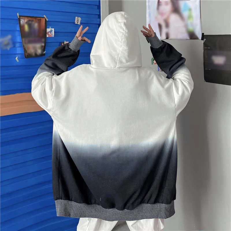

Oversize Tie-dye Hooded Zipper Women Sweatshirts Long Sleeve Pockets Female Hoodies Autumn New Streetwear Casual Ladies Hoodie