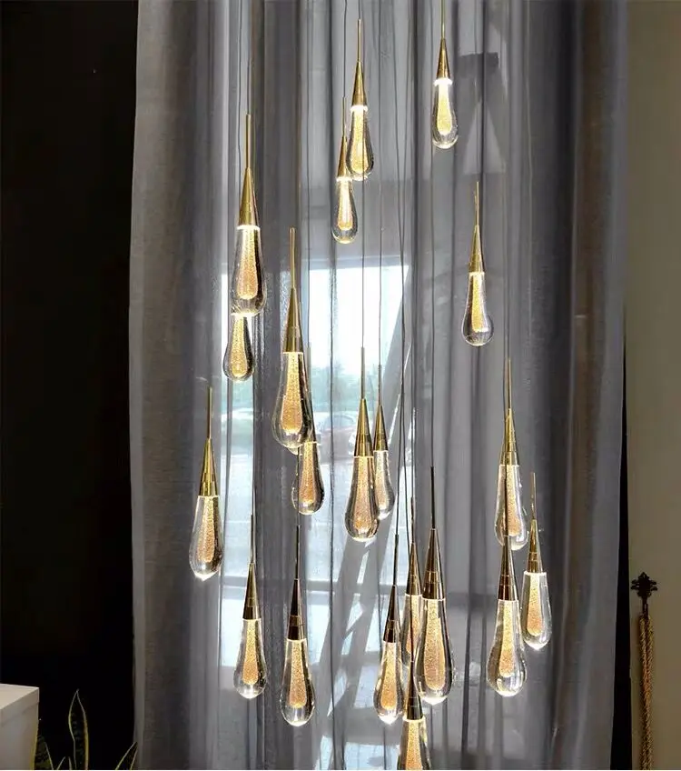 Хрустальный креативный подвесной светильник в виде капли воды роскошные