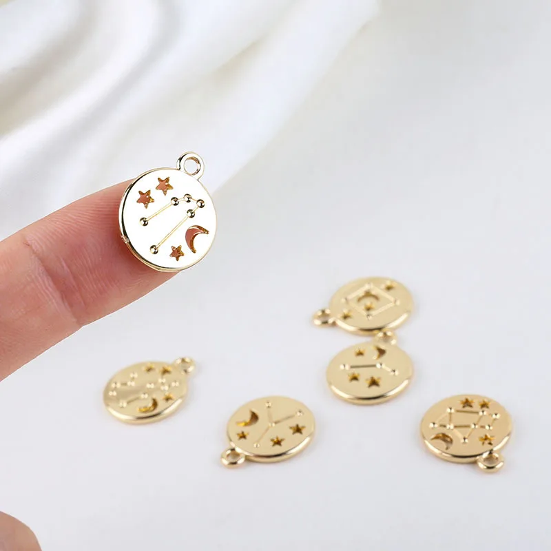 10 Золото зодиака 12 созвездий браслеты с подвесками диск для создания ожерелья и