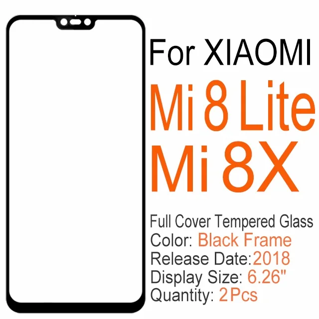2 шт полное покрытие закаленное стекло для Xiaomi mi 8 9 SE 8X 9X 6X A2 A3 Lite 9T pro 9H Защита экрана для Xiao mi cc 9 9E Play glass