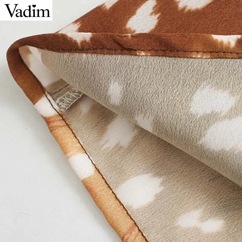 Vadim Женские Ретро леопардовые блузки с коротким рукавом летние рубашки офисная