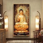 Золотая картина Будда на холсте, современное настенное искусство, картины для дома, гостиной, Декор, большой размер