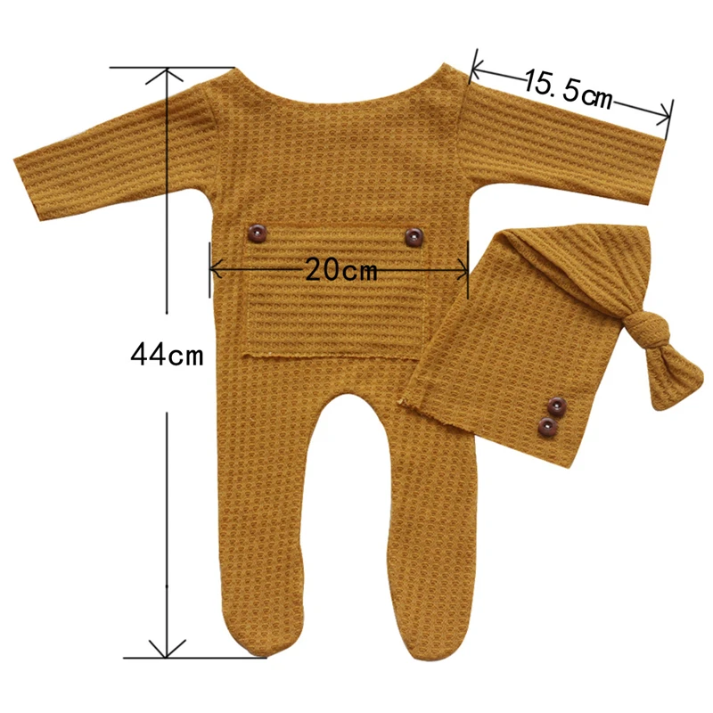 Accesorios de fotograf&iacute;a para reci&eacute;n nacido, trajes de beb&eacute;, mono con sombrero y bot&oacute;n, pelele suave, accesorios para sesiones de estudio, accesorios para fotos-1