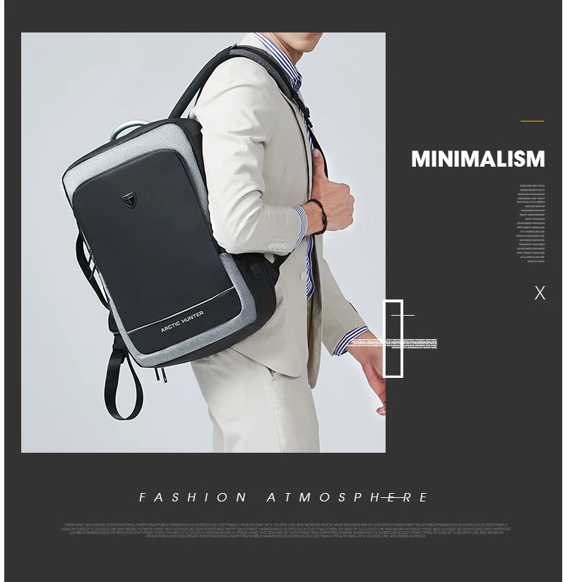ARCTIC HUNTER 40L большой емкости мужские расширяемые рюкзаки usb зарядка Мужские 17 дюймов сумки для ноутбука Водонепроницаемый Бизнес Дорожная сумка