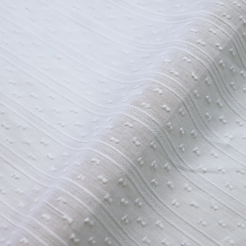 

100cm*147cm White Stripes Jacquard Cotton Material Dress Shirts Fabric Cotton Polka Dots