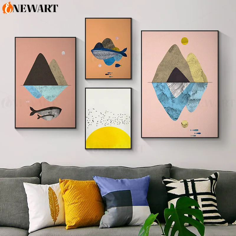 Современное абстрактное искусство горный закат постеры Кит настенная живопись