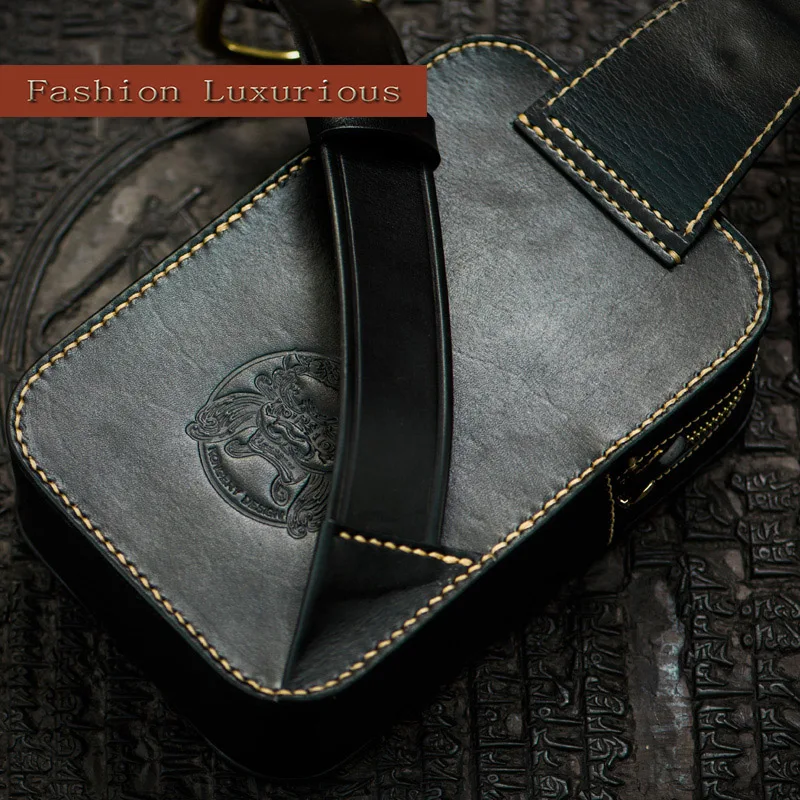 Кожаная нагрудная сумка ручной работы унисекс сумочка на плечо из парчовой кожи