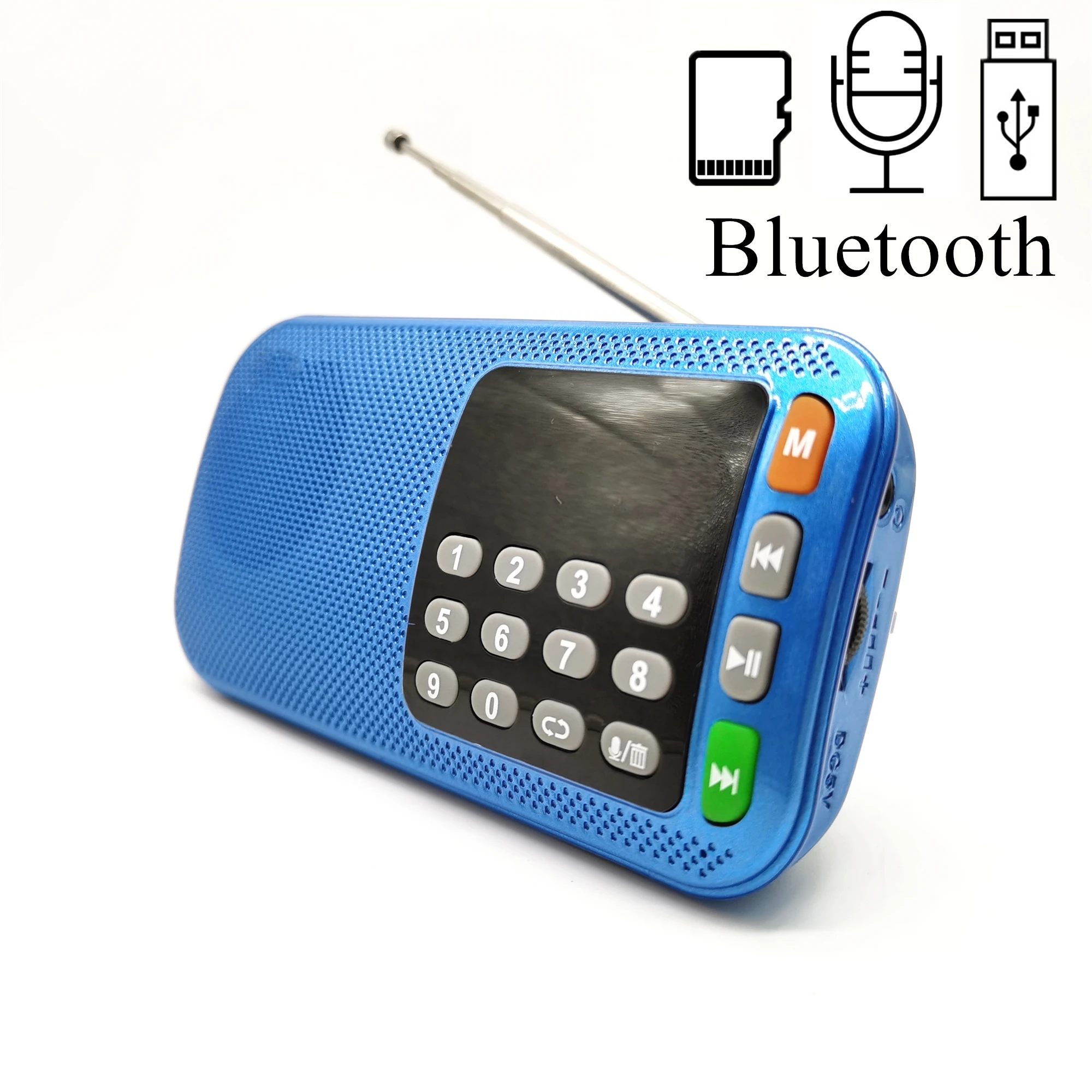 

Bluetooth-Compatible Speaker FM Radio MP3 Music Player Digital Recorder Portable Radio Receiver Speaker Support TF Card USB Disk