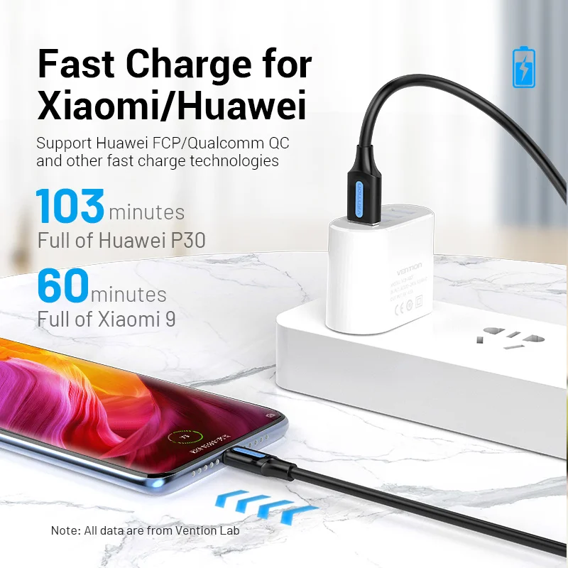 Кабель Vention USB Type C для Huawei Samsung 3A кабель быстрой зарядки и передачи данных 3 0 Xiaomi 10