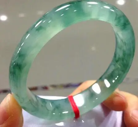 Натуральная кожа браслет с натуральным нефритом Ледяной Синий цветок плавающий