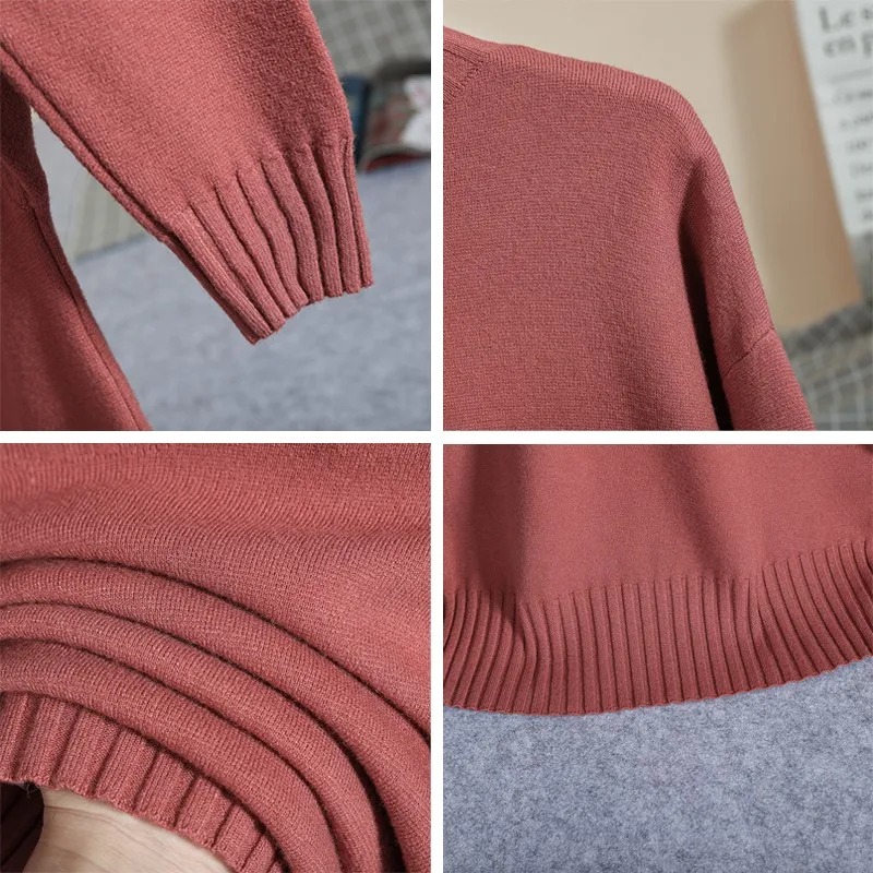 

Lusumily Autumn Winter Casual Sweater Women's Knitting Solid Color Pullover Thickened Loose Semi High Collar Korean Fashion Top