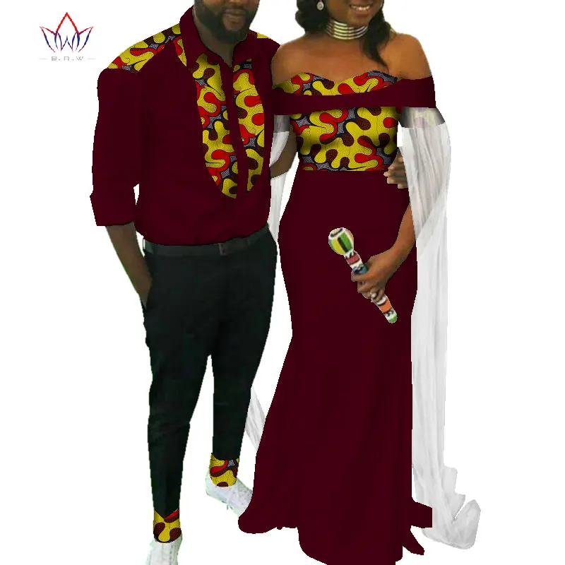 Многоцветный Новые мужские комплекты и женская одежда для свадьбы, летняя традиционная африканская одежда, Одинаковая одежда для пар 4xl WYQ103 - Цвет: Многоцветный