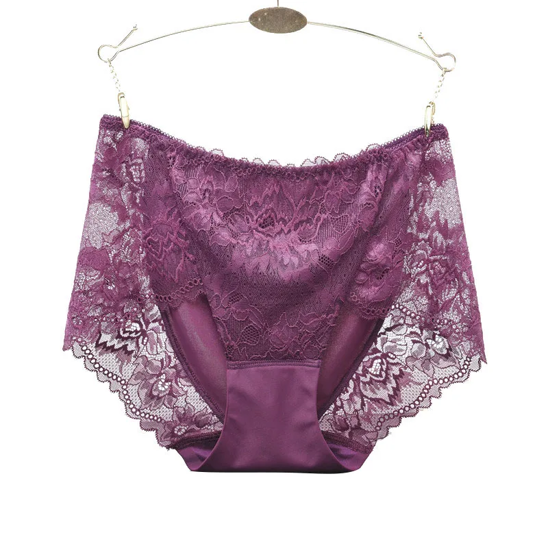 

Mid-Waist Sexy Underwear For Women Lace Briefs Solid Panties Lingerie Breathable Underpants Female Intimates Ropa Interior