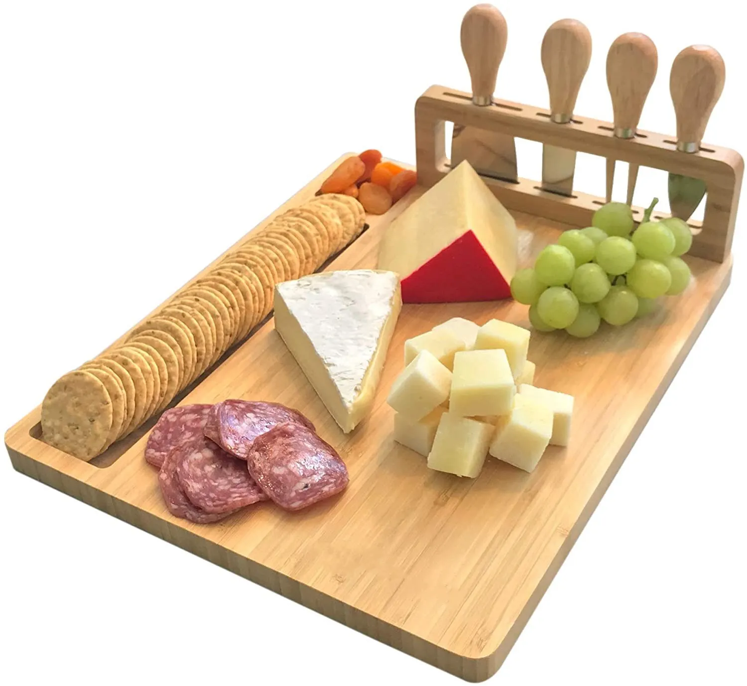 

Chopping Board Bamboo Cheese Board Set Meat Charcuterie Platter Serving Tray For Make Cheeses Appetizers Fruits Delicious Meats