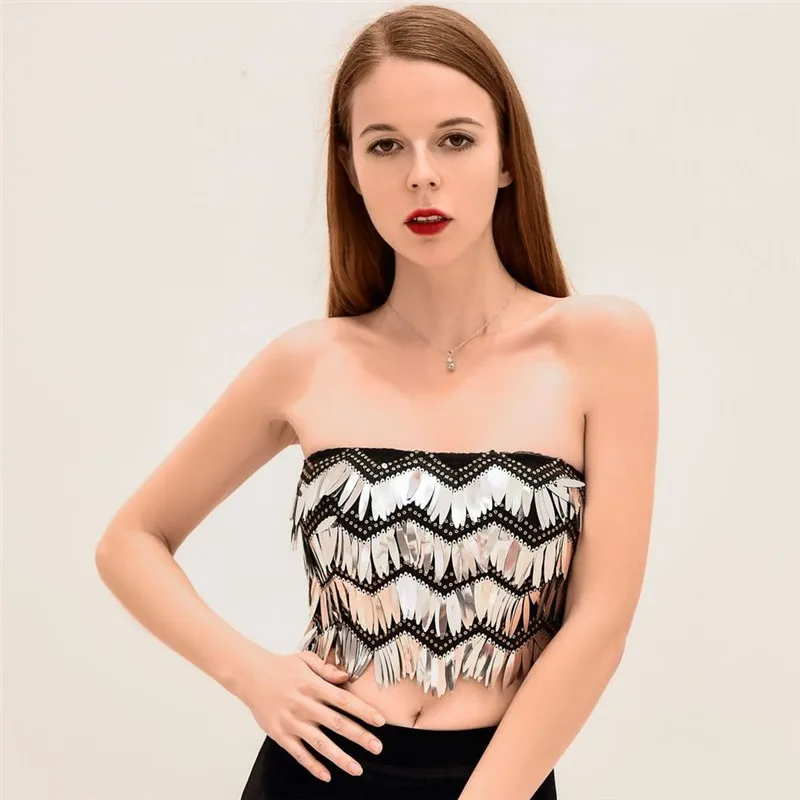 Женские топы трубы Осенние новые сексуальные подвесные модные блестящие