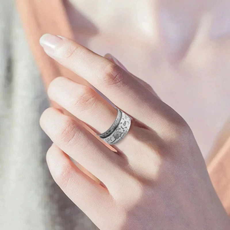 

Vintage Silver Color Engraved Dandelion Wide Ring Lettering I am Enough Inspiration Rings for Men Women Punk Party Jewelry Z158