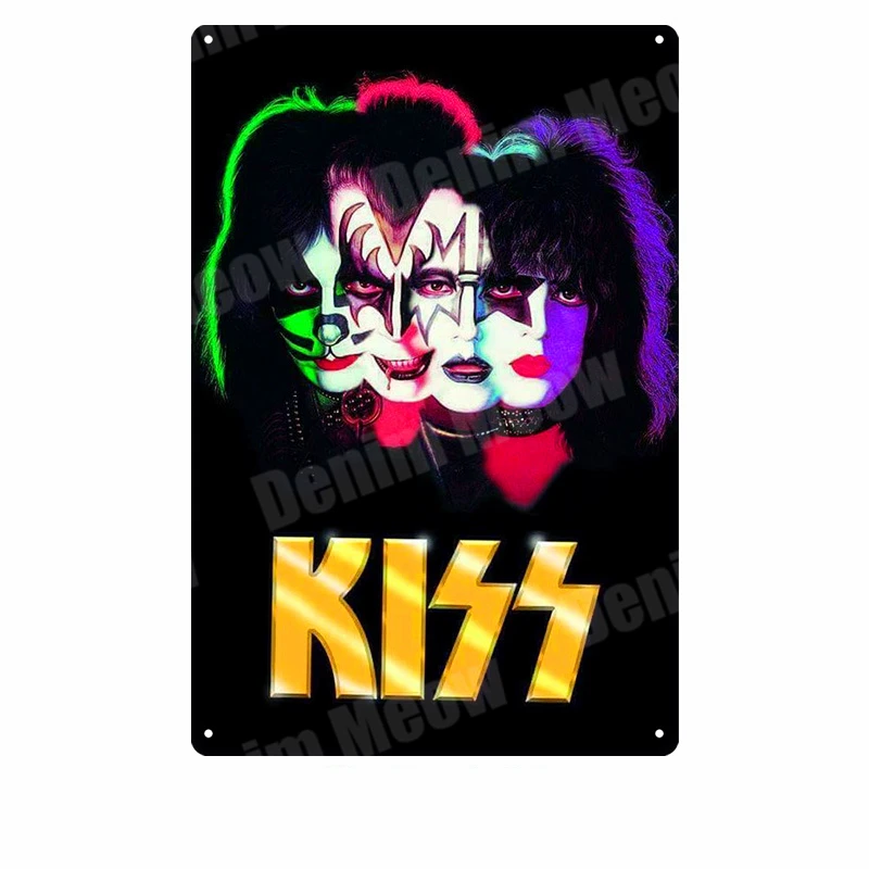 M Kiss Band табличка винтажная металлическая жестяная вывеска домашний бар Паб Клуб декоративные металлические тарелки музыка рок наклейки на стену железный Арт плакат MN5 - Цвет: M