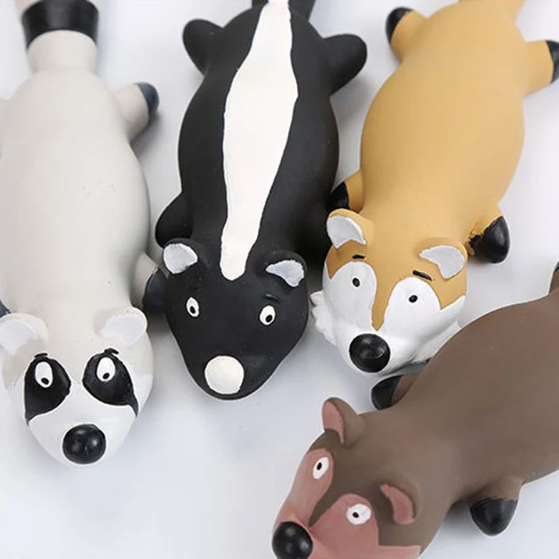 

Funny Dog Toys Latex Chew Squeaker Sound Playing Toys Cartoon Long Tail Raccoon Shape Molar Pet Products