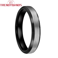 4mm engagement rings tungsten carbide wedding bands for women men black beveled edges brushed finish comfort fit