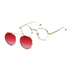 Солнцезащитные очки с клипсой для мужчин и женщин, Поляризованные, круглые, в металлической оправе, в стиле панк, для близорукости, по рецепту