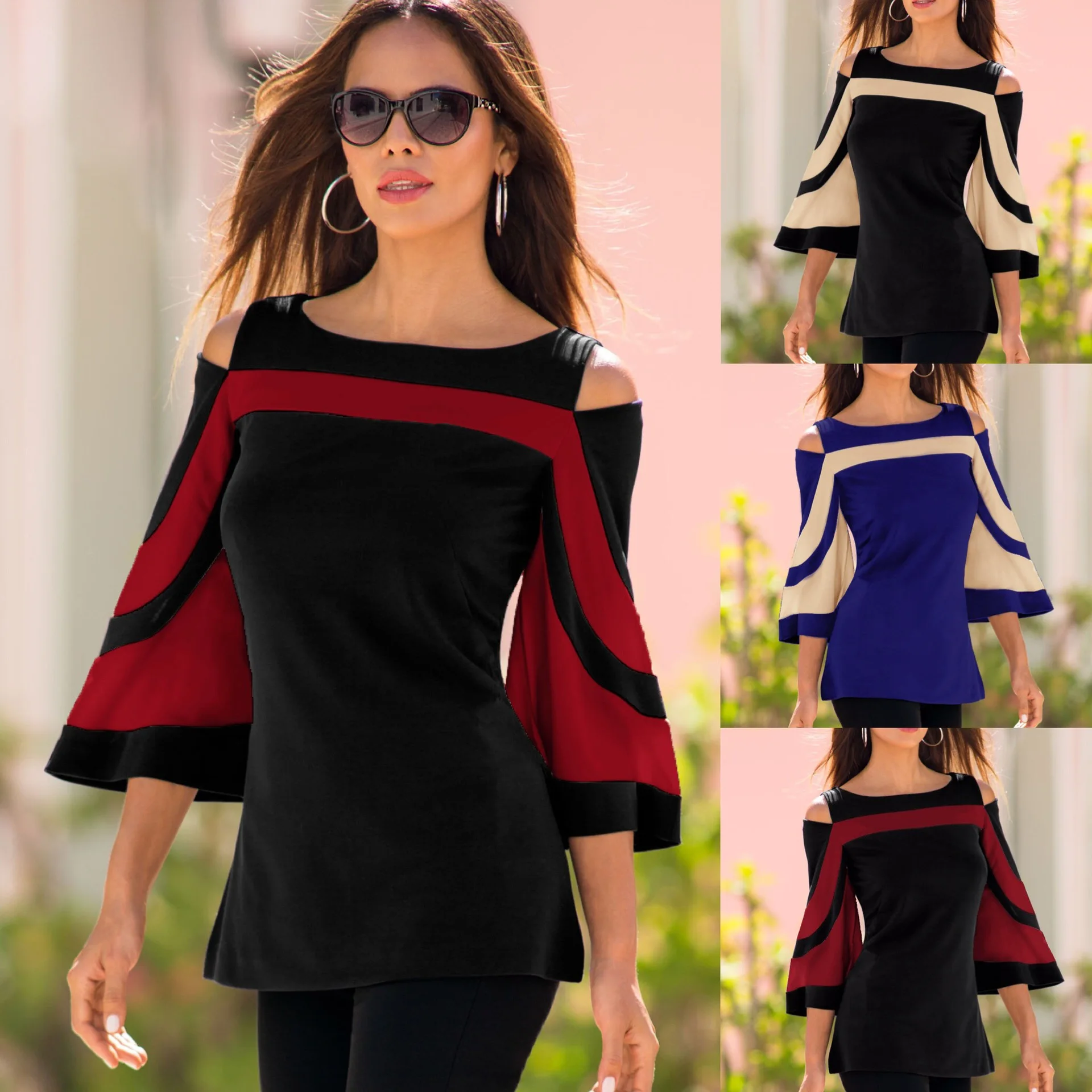 Женская Офисная рубашка в полоску элегантная облегающая блузка с открытыми