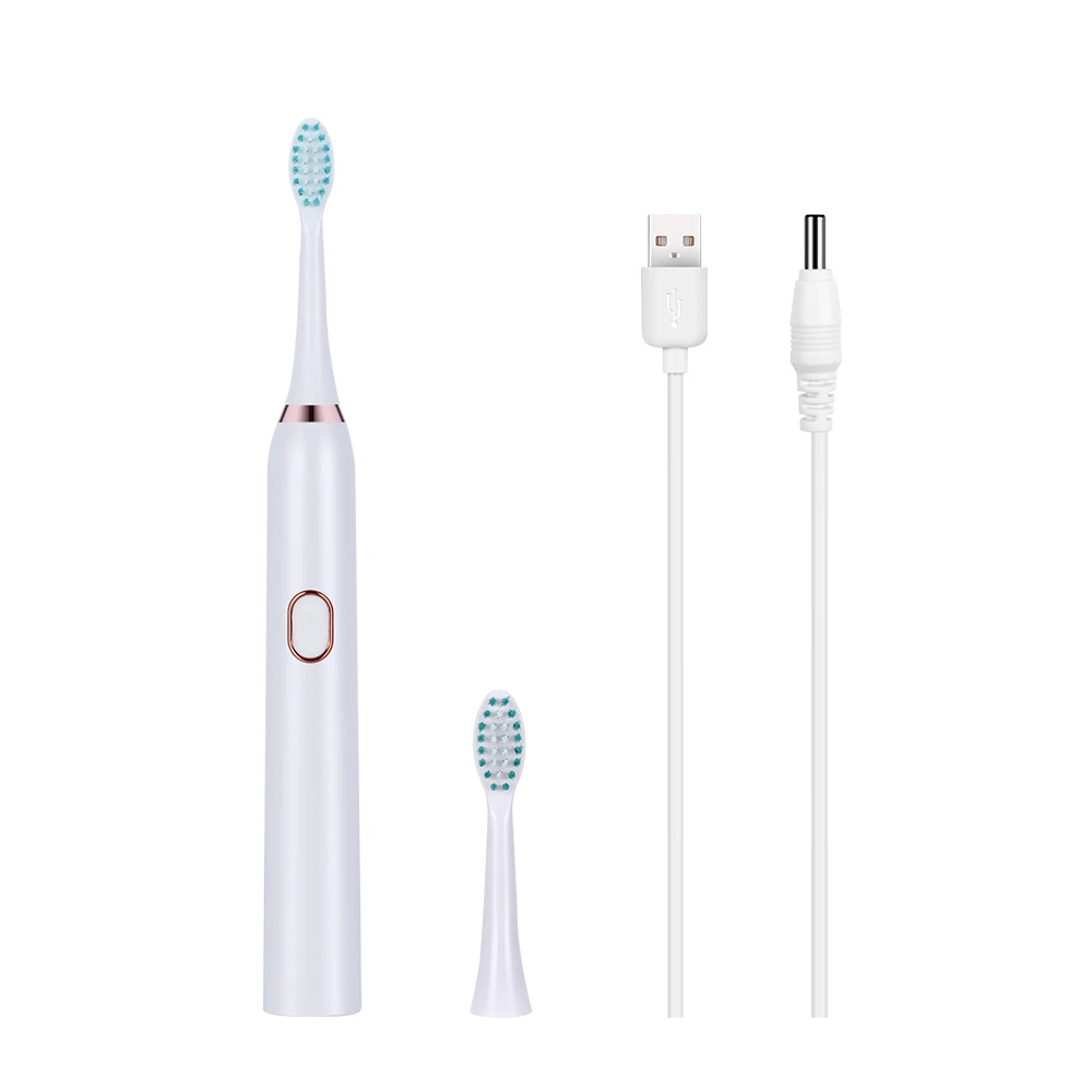 white toothbrush AZDENT 3 режима ультра звуковая электрическая зубная щетка USB перезаряжаемая зубная щетка с 2 шт. DuPont Сменные зубные головки - Цвет: white toothbrush